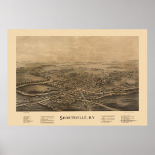 Shortsville, NY Panoramic Map - 1892 Poster
