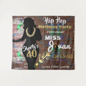 Shorty's 40| 90's Hip Hop Birthday Backdrop Wandkleed (Voorkant (horizontaal))