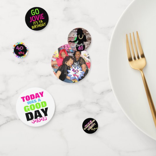 Shorty's 40|Retro Hip hop Birthday Photo Confetti (Groupe)