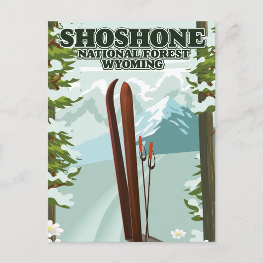 Shoshone National Forest Ski-reisposter Briefkaart (Voorkant)