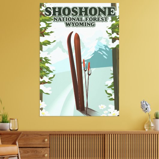 Shoshone National Forest Ski-reisposter Canvas Afdruk (Insitu (Woonkamer))