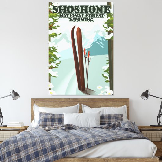 Shoshone National Forest Ski-reisposter Canvas Afdruk (Insitu (Slaapkamer))