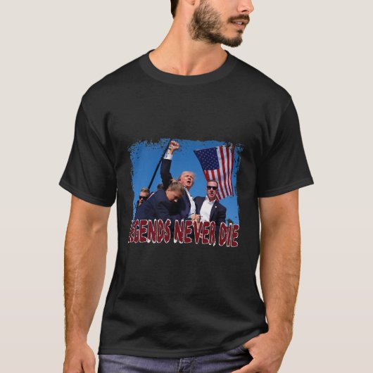 Shot Fist Pumped 2024 Bid voor Trump Legends Never T-shirt (Voorkant)