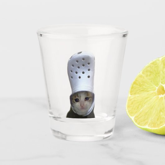 Shot Glass Crying Cat Croc Pet Meme Glas (Voorkant)