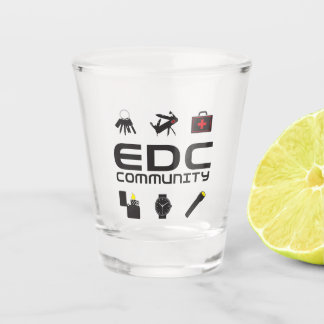 Shot Glass - EDCC-logo in zwart-wit met kleuren Glas