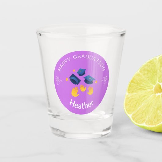 Shot Glass - Happy Afstuderen Personalize-Naam toe Shot Glas (Voorkant)