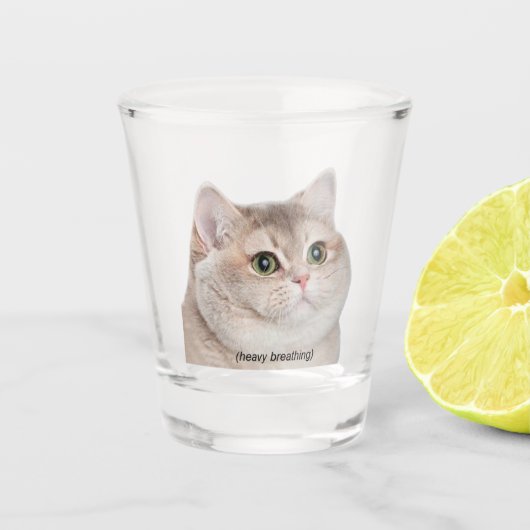 Shot Glass Heavy Breathing Cat Meme Glas (Voorkant)