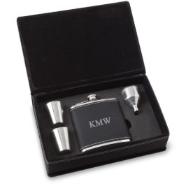 Shot Glass Set en zwarte monogram Faux lederen kol