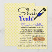 Shot Ja! Blue Nursing School Afstuderen uitnodigen Kaart (Voorkant / Achterkant)