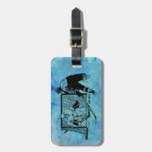 Shot on Net Hockey Ink Sketch on Blue Waterverf Bagagelabel (Voorkant verticaal)