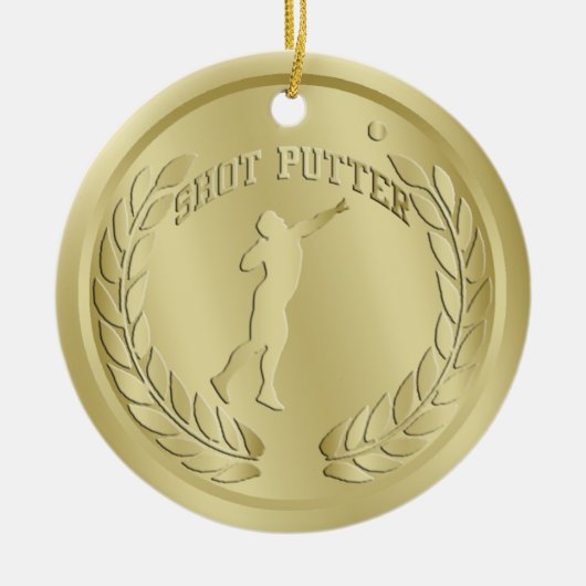 Shot Putter Gold Toned Medal Ornament (Voorkant)