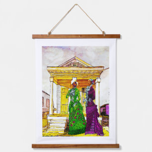 Shotgun House Sisters – New Orleans Aquarel Hangend Wandkleed
