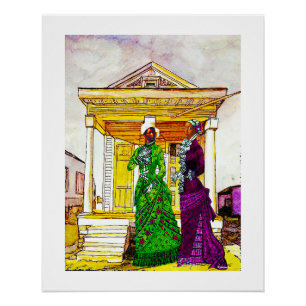 Shotgun House Zusters – New Orleans Aquarel Perfect Poster