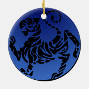 Shotokan Black & Blue Tiger Keramisch Ornament