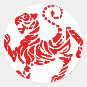 Shotokan Red Rising Sun Tiger Japans Karate Ronde Sticker