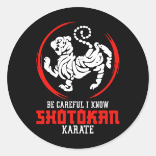 Shotokan Symbol Training Wees voorzichtig Instruct Ronde Sticker
