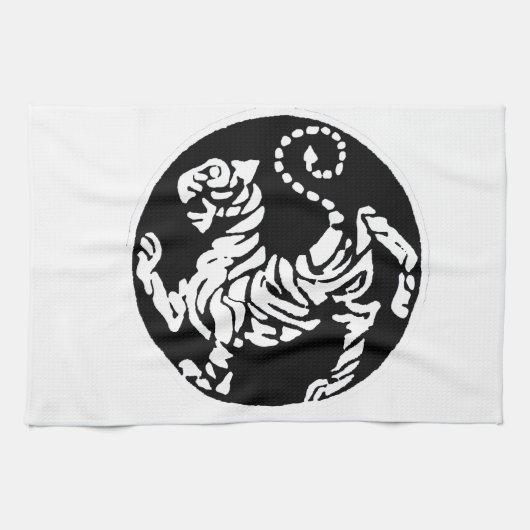 SHOTOKAN TIGER BLACK EN WHITE THEEDOEK (Horizontaal)