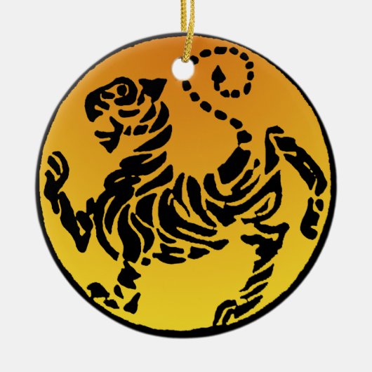 Shotokan Tiger - Gold Keramisch Ornament (Voorkant)