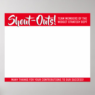 Shout out board employee daily kudos post-its poster