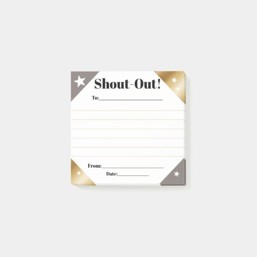 Shout out recognition employee daily kudos display post-it® notes (Voorkant)