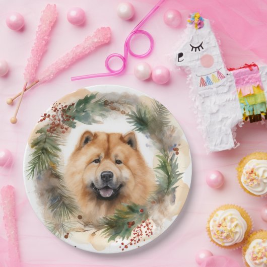 Show Christmas Wreath Feestelijke Pup Papieren Bordje (Feest)