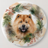 Show Christmas Wreath Feestelijke Pup Ronde Button 6,0 Cm (Voorkant)