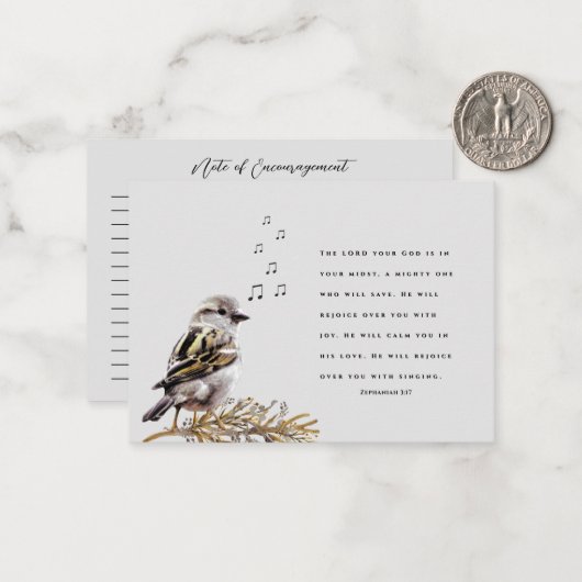 Show dat je om Schattigee vogelzang geeft Bijbelve Notitiekaartje (Voorkant / Achterkant in situ)