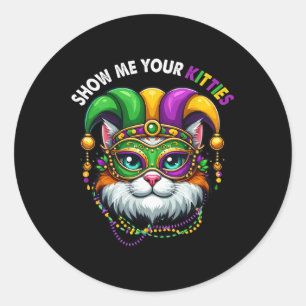 Show me je Katten Mardi Gras kat Schattige gemaske Ronde Sticker