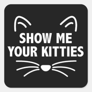 Show mij Uw Katten-Zwarte Trekkers, Steen Vierkante Sticker