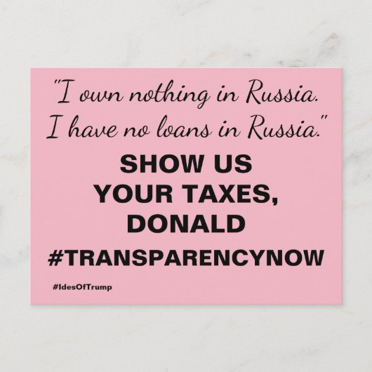 Show ons uw belastingen Trump verzet Briefkaart (Voorkant)