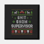 -show Supervisor Kersttrui Funny Ugly Xmas Magneet (Voorkant)