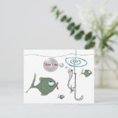 "Show Time" Funny Fish Briefkaart (Staand voorkant)