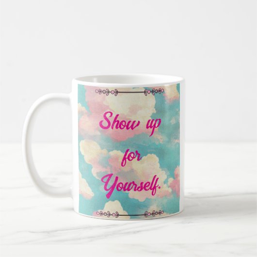Show Up For Yourself Self-Love Pink Clouds Mug (Gauche)