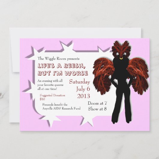 Show Veelzijdige Queen Custom Drag Invitae Kaart (Voorkant)