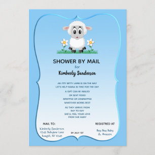 Shower by Mail Baby Blue Cute Lamb  Kaart