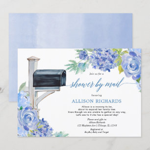 Shower by mail blue white floral boy baby shower kaart
