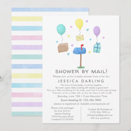 Shower by Mail Cute Baby shower Invitation Kaart (Voorkant / Achterkant)