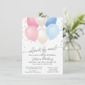 Shower by Mail Pink and Blue Balloons and Confetti Kaart (Staand voorkant)