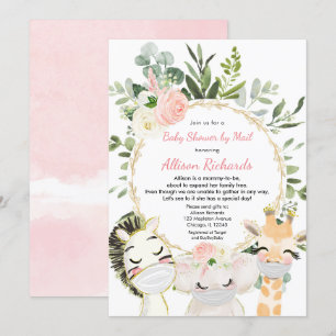 Shower by mail roze greenery gold baby shower kaart