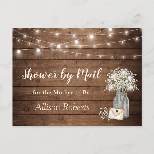 Shower by Mail Rustic Baby's Breath String Lights Briefkaart (Voorkant)