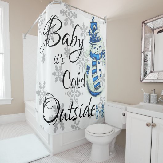 Shower Curtain Baby is buiten Snowman koud Douchegordijn (In situ)