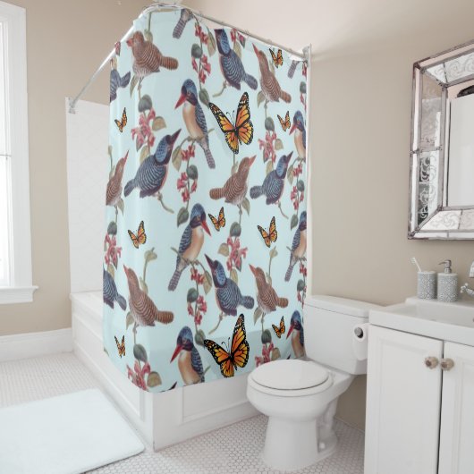 Shower Curtain Bird Butterfly Douchegordijn (In situ)