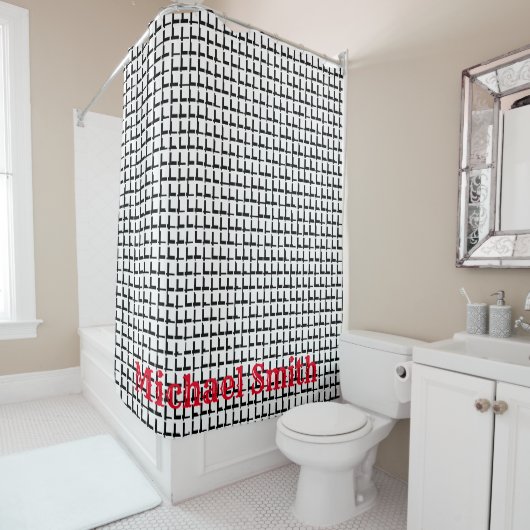 Shower Curtain Black en White Squares Douchegordijn (In situ)