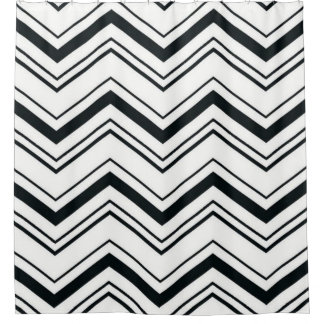 Shower Curtain/Black en White Zig Zags Douchegordijn