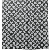 Shower Curtain - Black & White Floral Tile Douchegordijn (Voorkant)