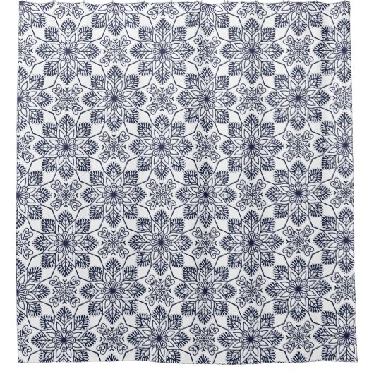 Shower Curtain-Blue Flowers Douchegordijn (Voorkant)