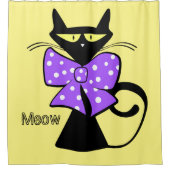 Shower Curtain Cat Paars Bow Polk a stit Douchegordijn (Voorkant)