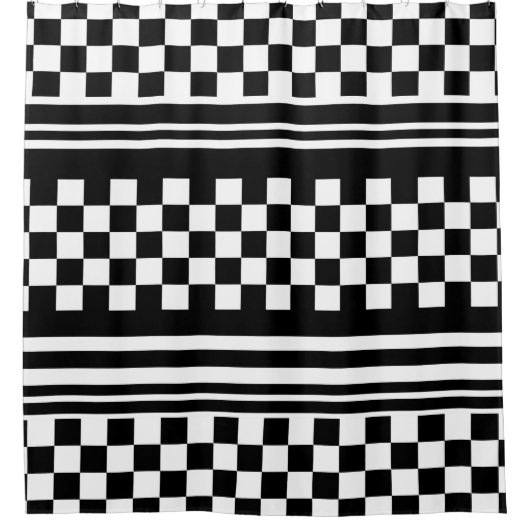Shower Curtain/Checkered en Stripes Douchegordijn (Voorkant)