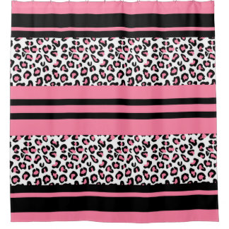 Shower Curtain/ Cheetah Print Pink, zwart en wit Douchegordijn
