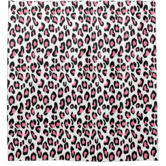 Shower Curtain/ Cheetah Print Pink, zwart en wit Douchegordijn